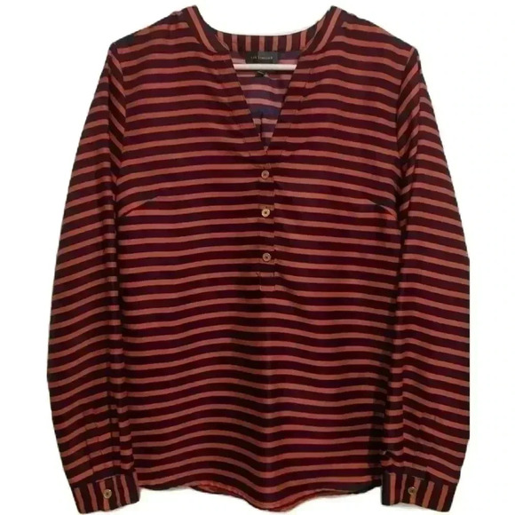 The Limited Tops - The Limited Women’s Blouse Red/Navy Stripes Sz. M